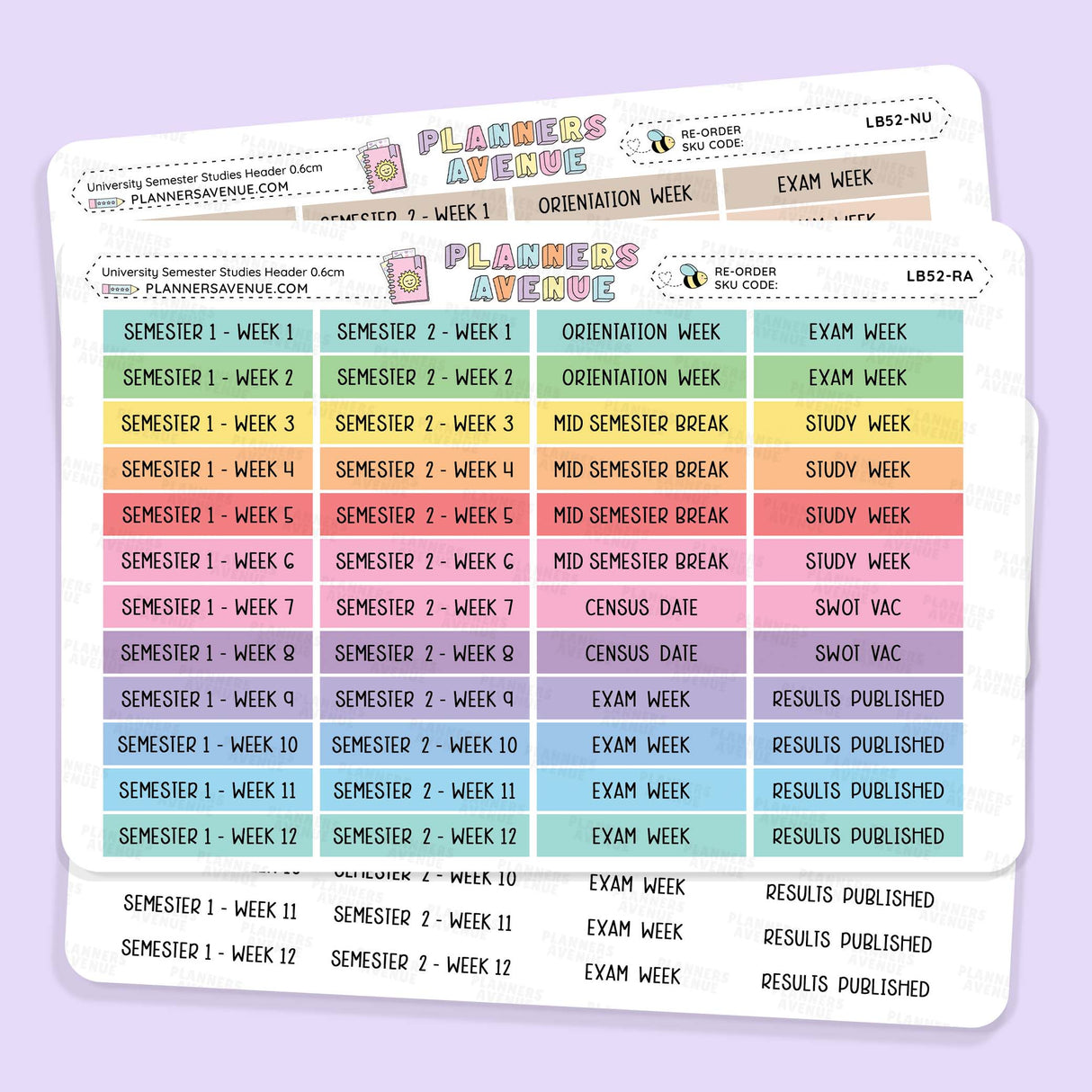 University Semester Header Stickers