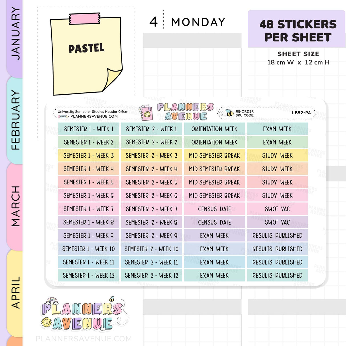 University Semester Header Stickers