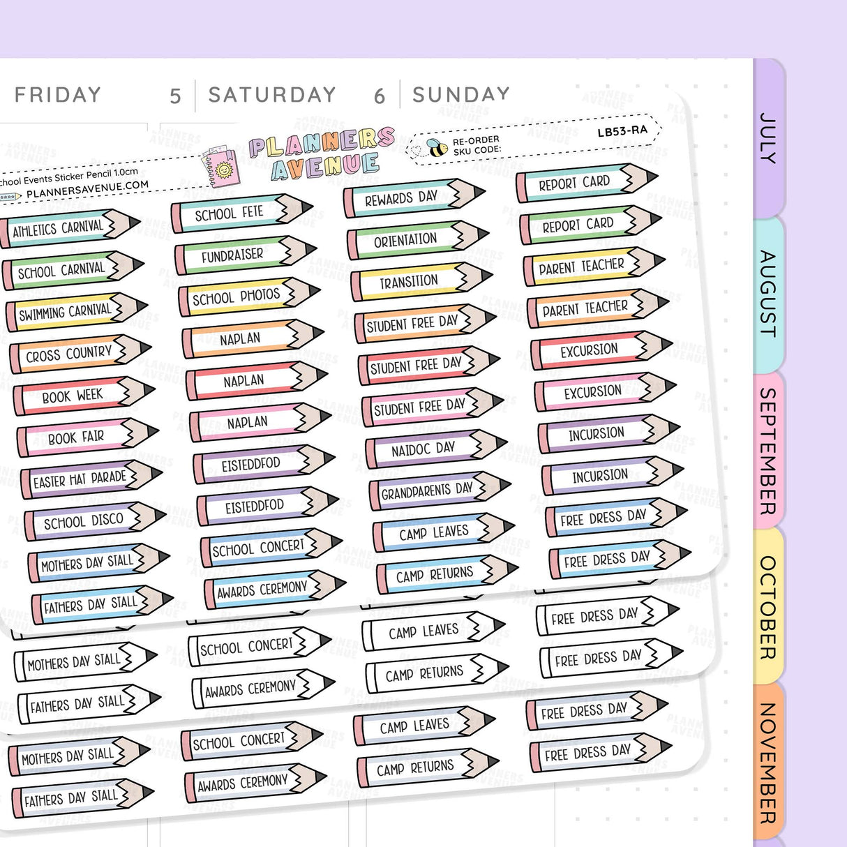 School Event Day Pencil Stickers