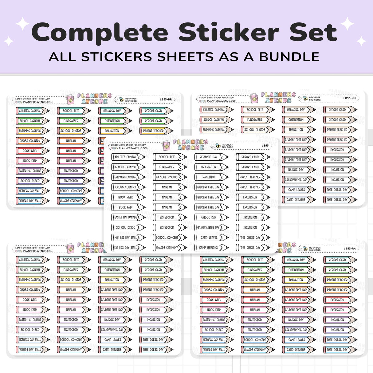 School Event Day Pencil Stickers