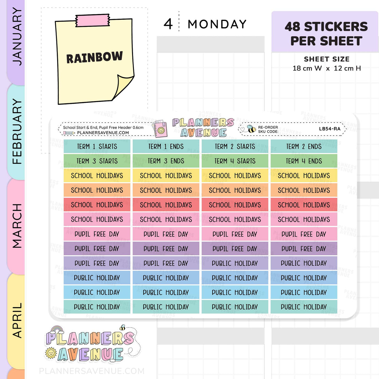 School Term Start & End Header Planner Stickers