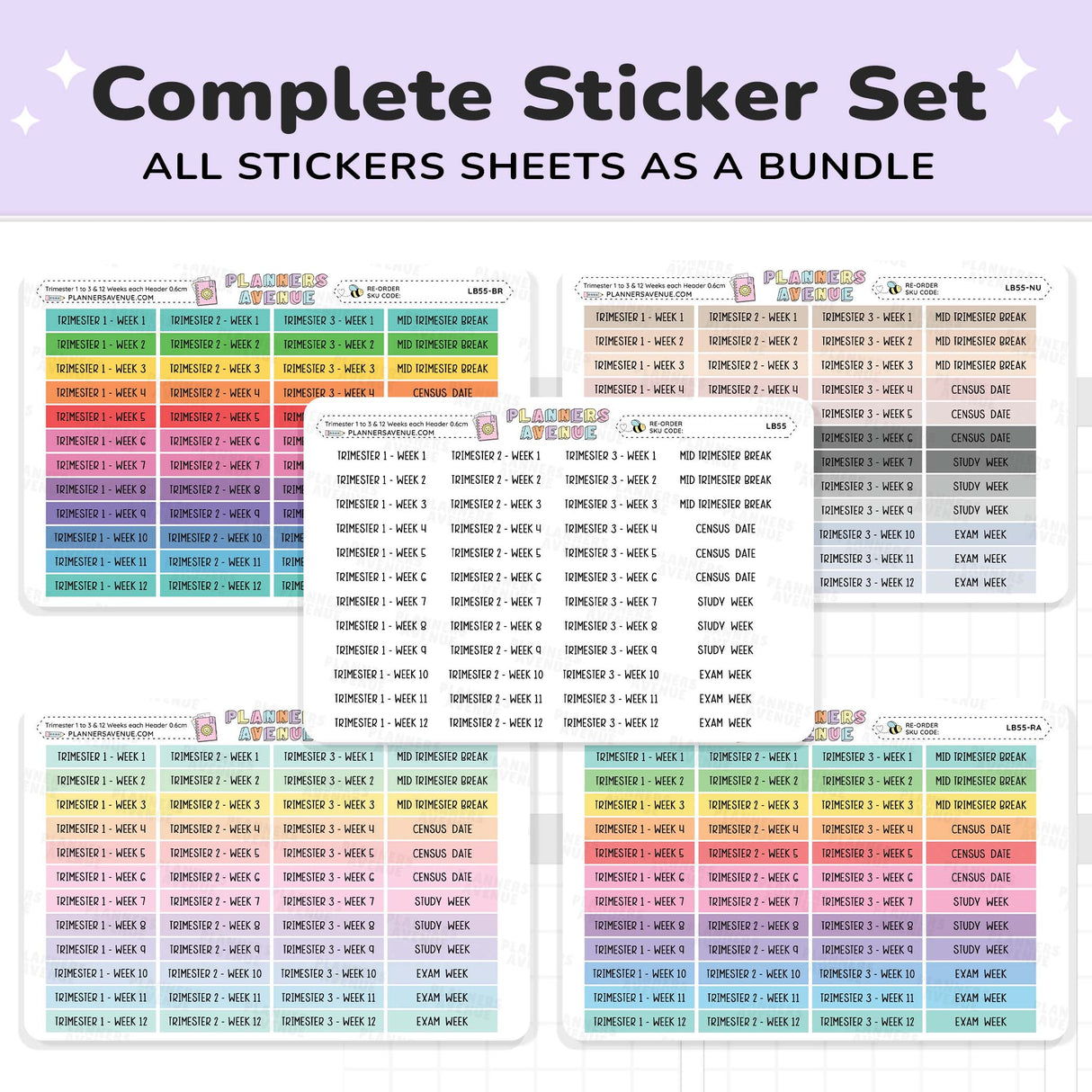 Trimester 1 to 3 with 12 Weeks Header Stickers