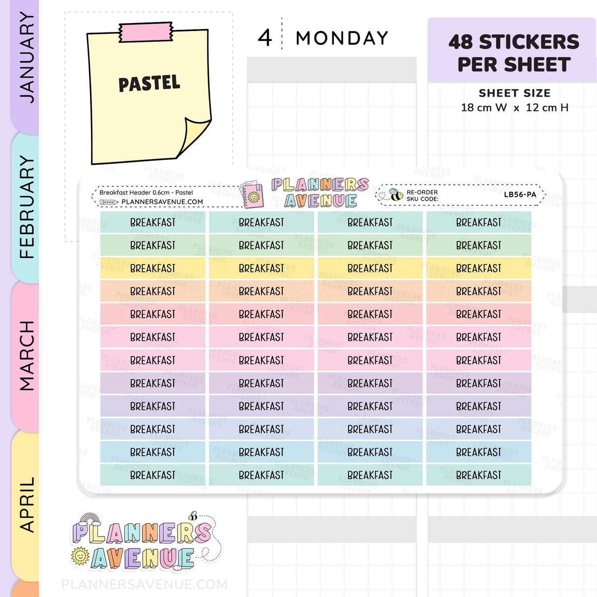 Breakfast Header Planner Stickers