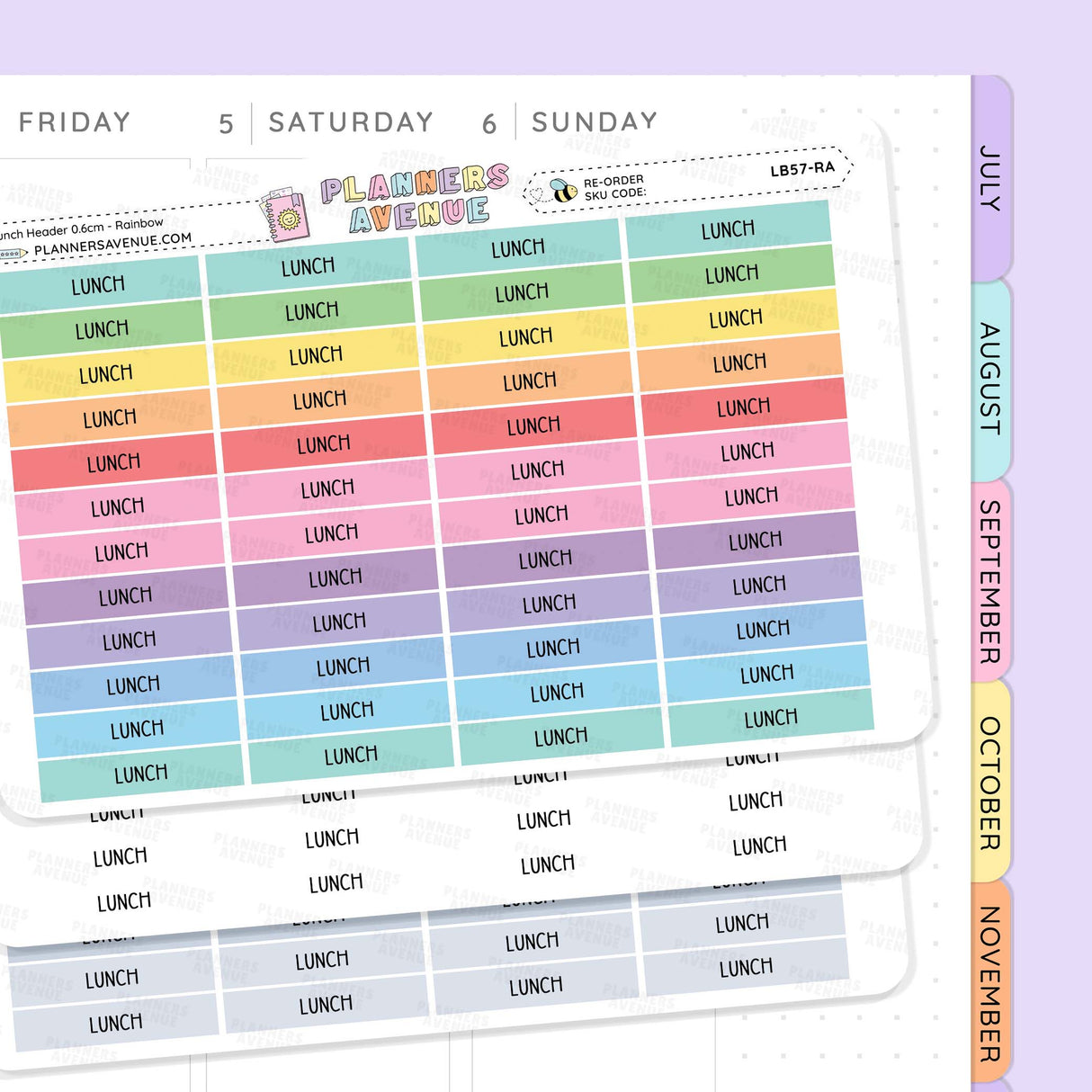Lunch Header Planner Stickers for meal plans and meal tracking