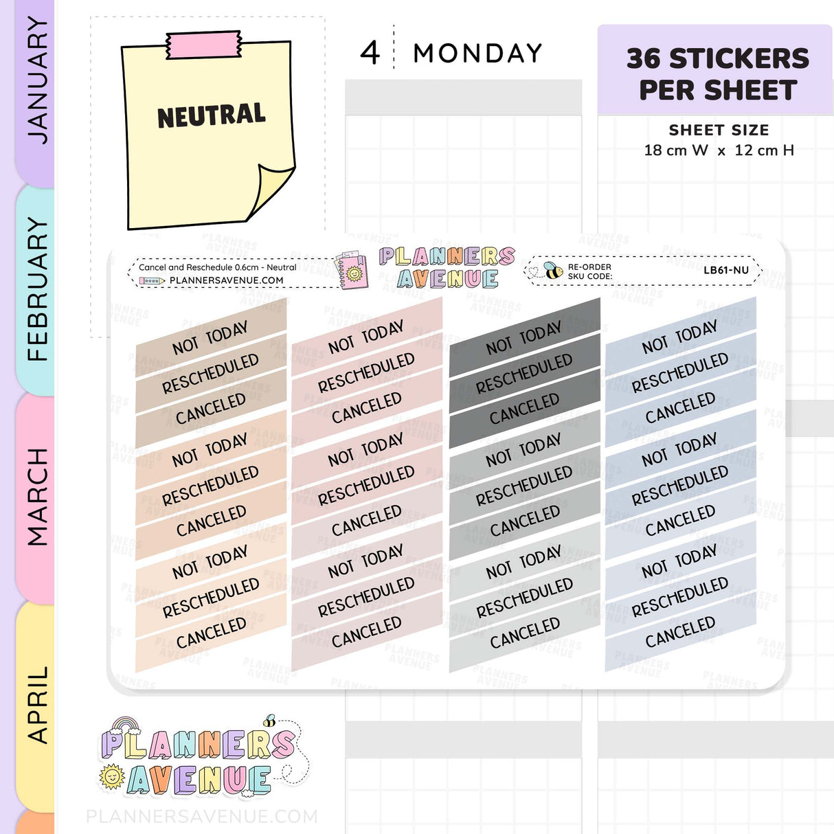 Cancel Reschedule Planner Stickers