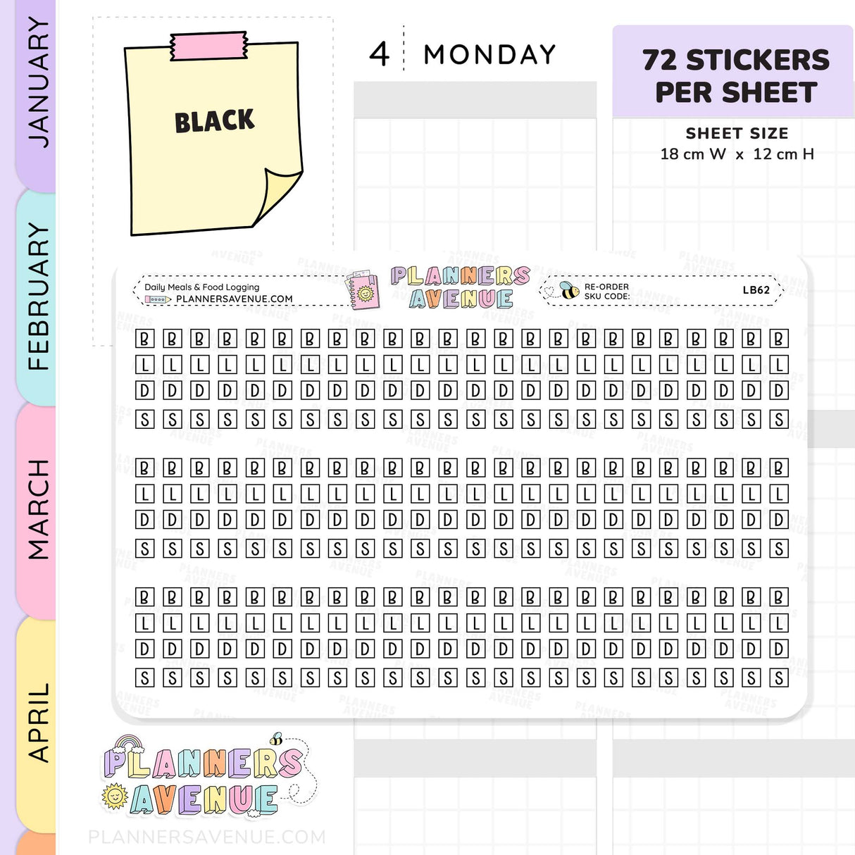 Meal Food Log Planner Stickers