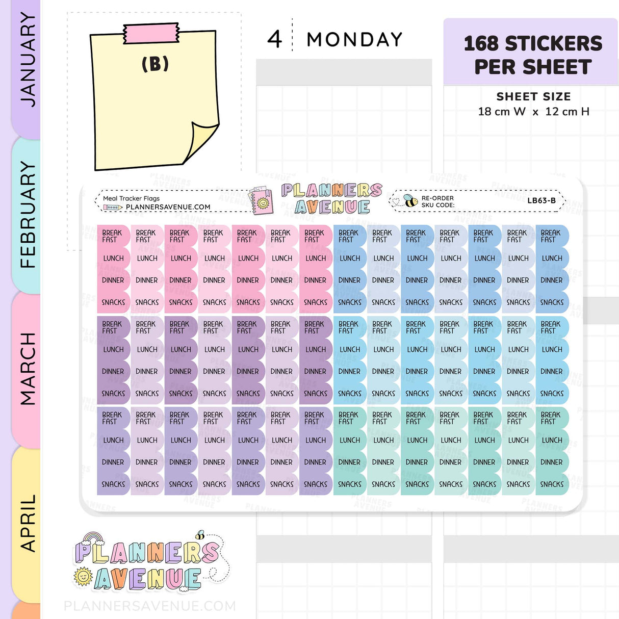 Meal Flags Tracker Planner Stickers