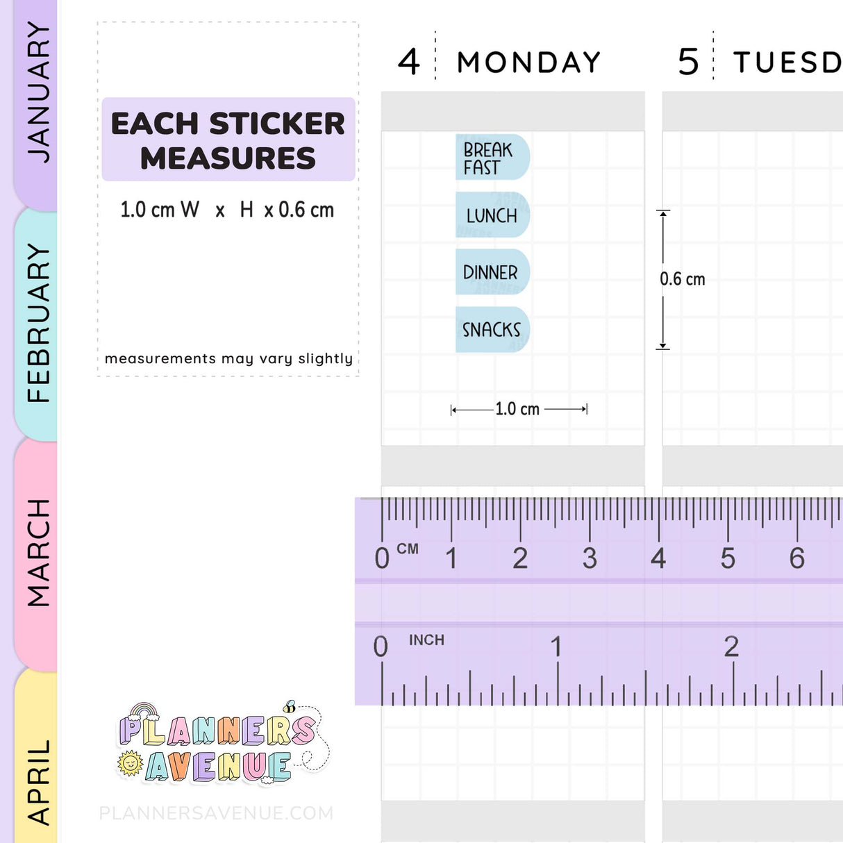 Meal Flags Tracker Planner Stickers