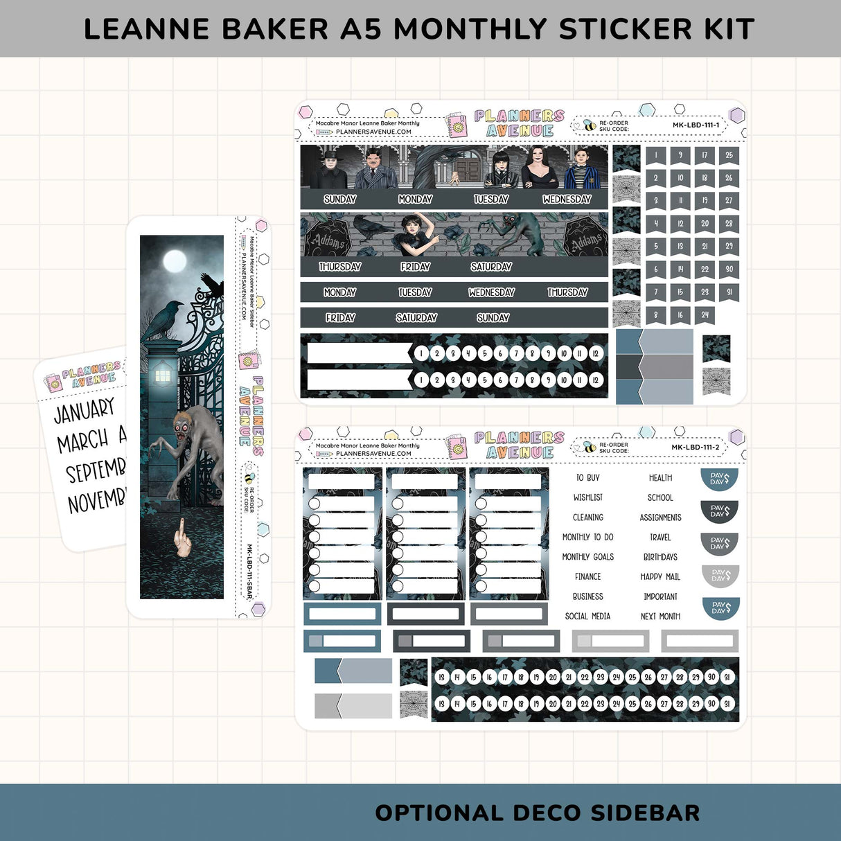 Macabre Manor Leanne Baker Monthly Sticker Kit