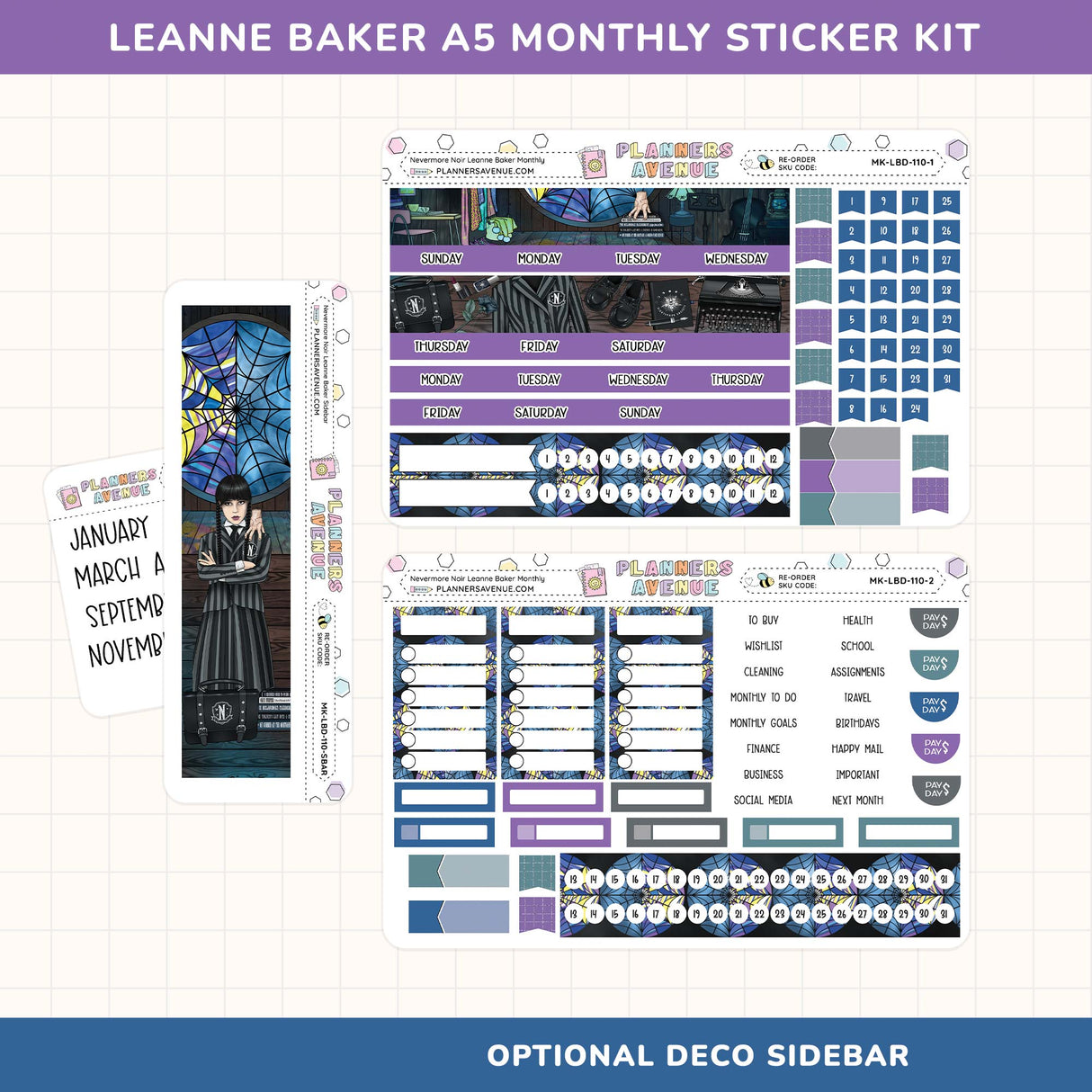 Nevermore Leanne Baker Monthly Sticker Kit