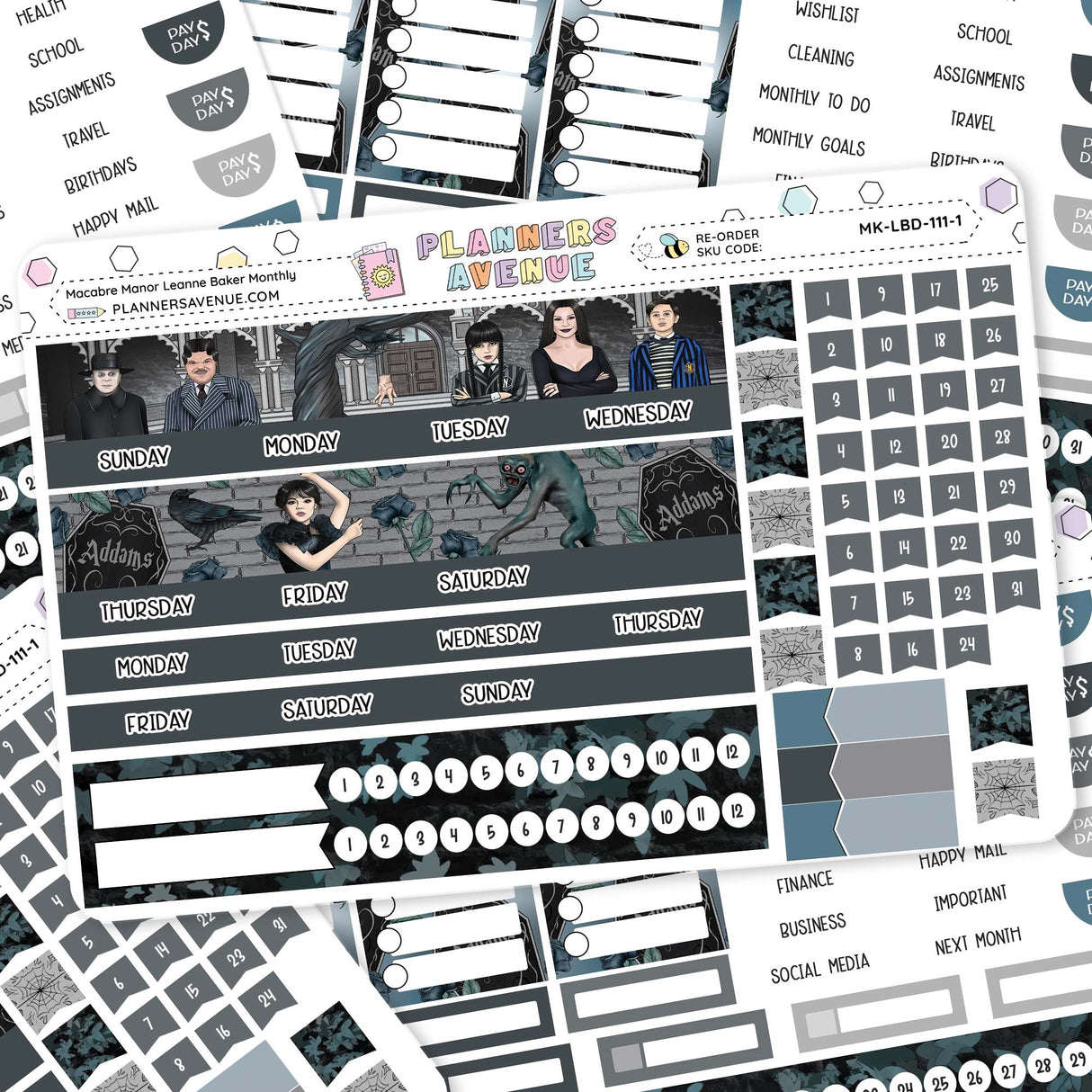 Macabre Manor Leanne Baker Monthly Sticker Kit