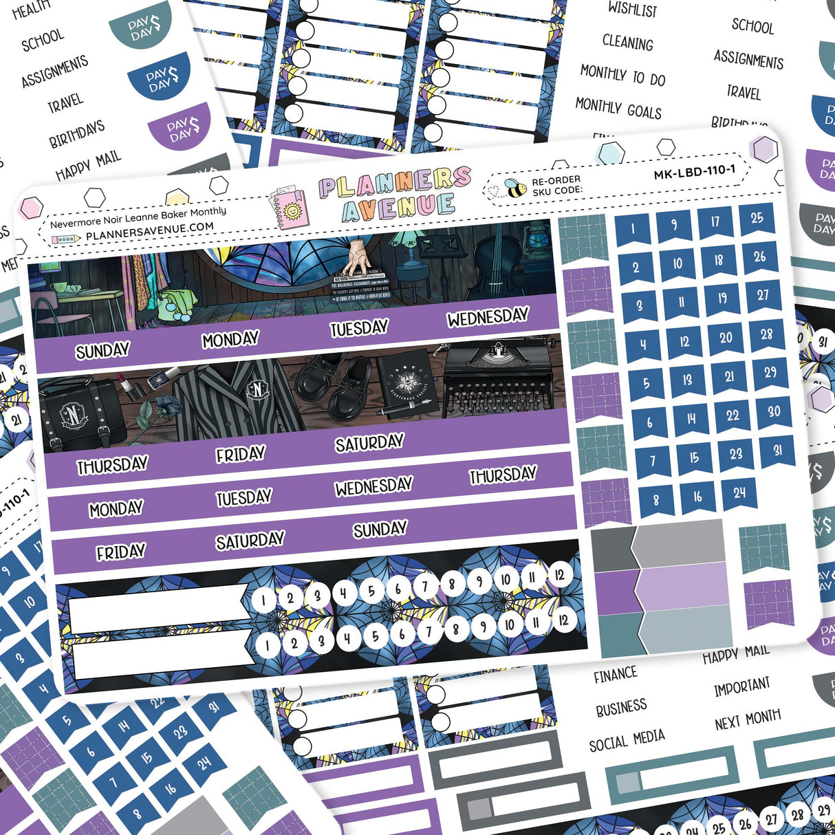 Nevermore Leanne Baker Monthly Sticker Kit