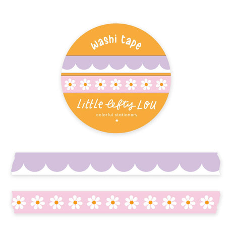 Lilac Scalloped and Pink Daisies Slim Washi Tapes Set by Little Lefty Lou
