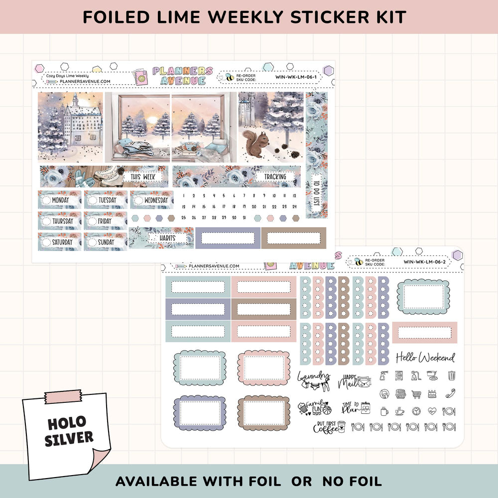 Cozy Days Lime Weekly Planner Sticker Foiled Kit