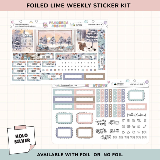 Cozy Days Lime Weekly Planner Sticker Foiled Kit