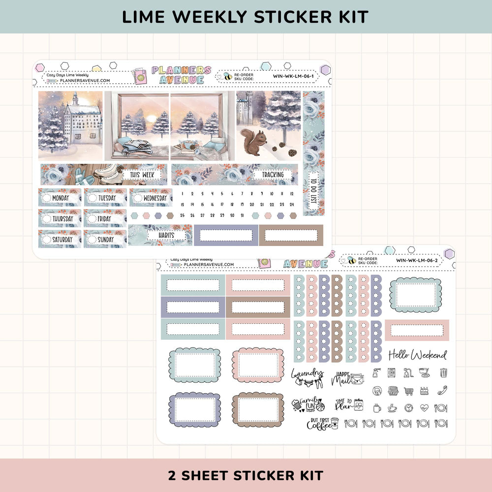 Cozy Days Lime Weekly Planner Sticker Kit
