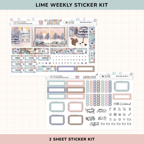 Cozy Days Lime Weekly Planner Sticker Kit