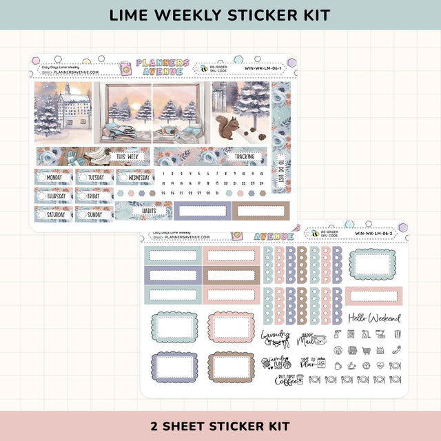 Cozy Days Lime Weekly Planner Sticker Kit