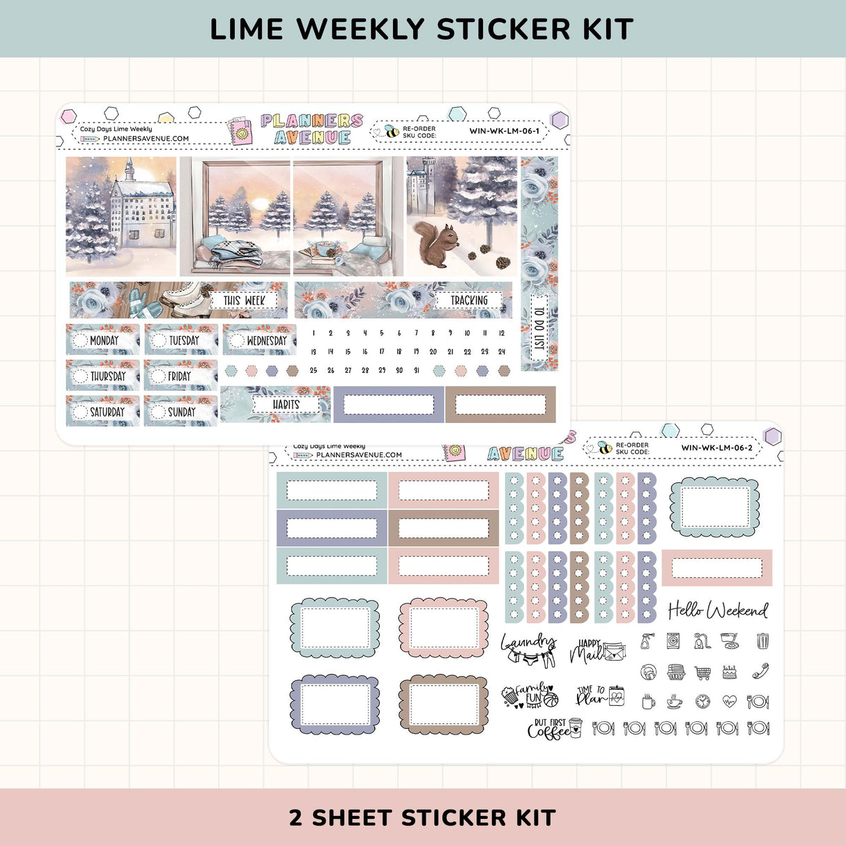 Cozy Days Lime Weekly Planner Sticker Kit