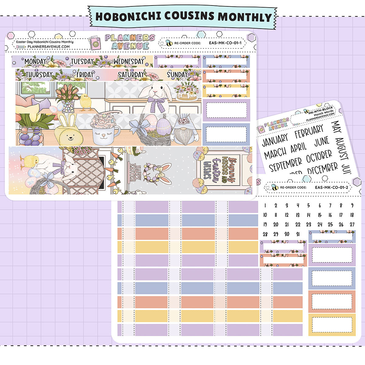 Easter Day Hobonichi Cousins Monthly Sticker Foiled Kit (GOLD FOIL)