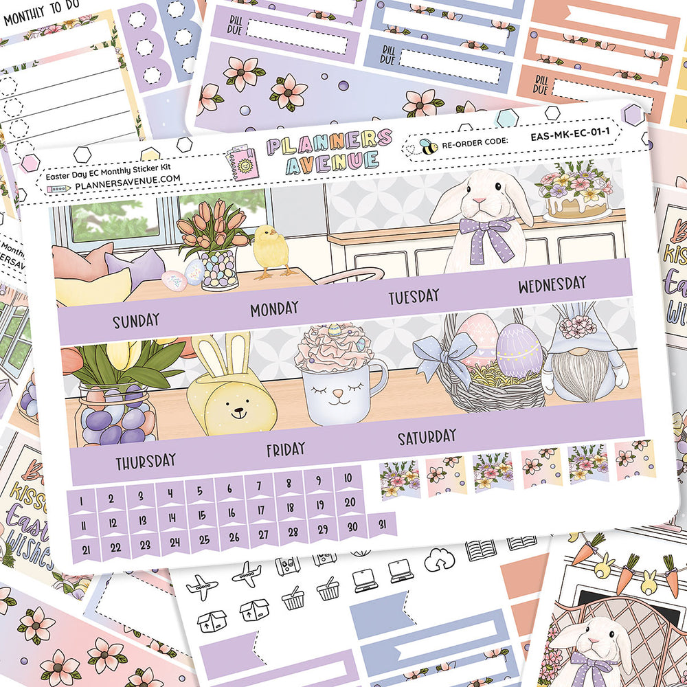 Easter Day Erin Condren Monthly Sticker Foiled Kit (GOLD FOIL)