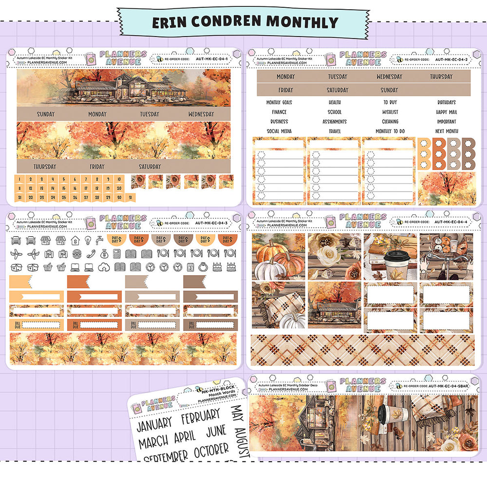 Autumn Lake Erin Condren Monthly Sticker Foiled Kit (ROSE GOLD FOIL)