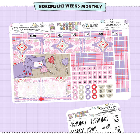Berry Sweet Hobonichi Monthly Sticker Foiled Kit (PURPLE FOIL)