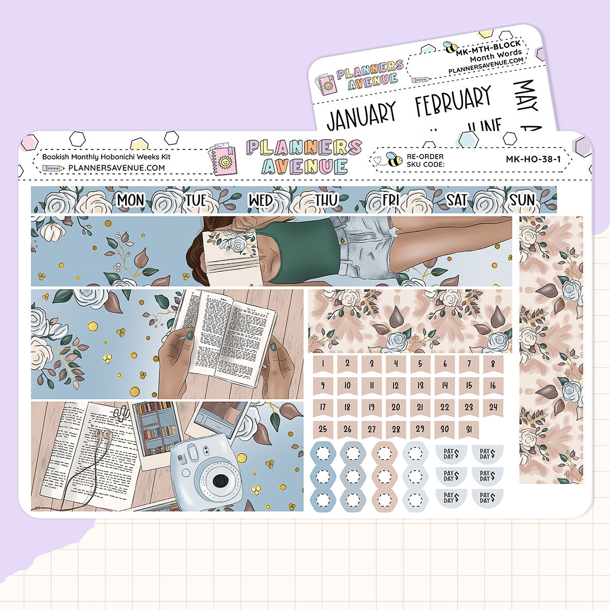 Bookish Hobonichi Monthly Sticker Foiled Kit (SILVER FOIL)