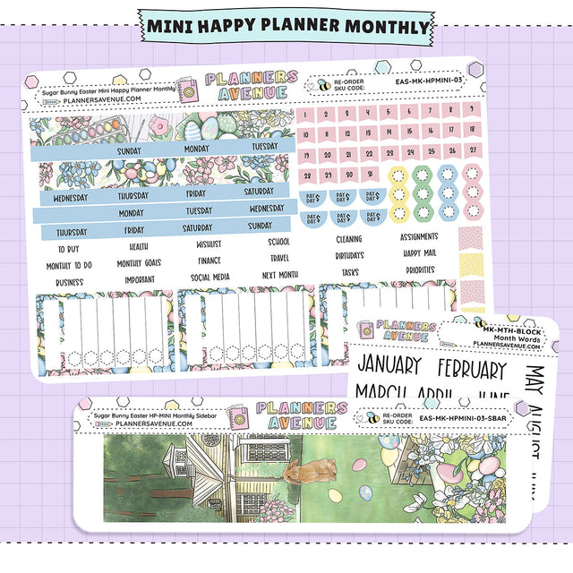 Sugar Bunny Happy Planner MINI Monthly Sticker Foiled Kit (HOLO SILVER FOIL)
