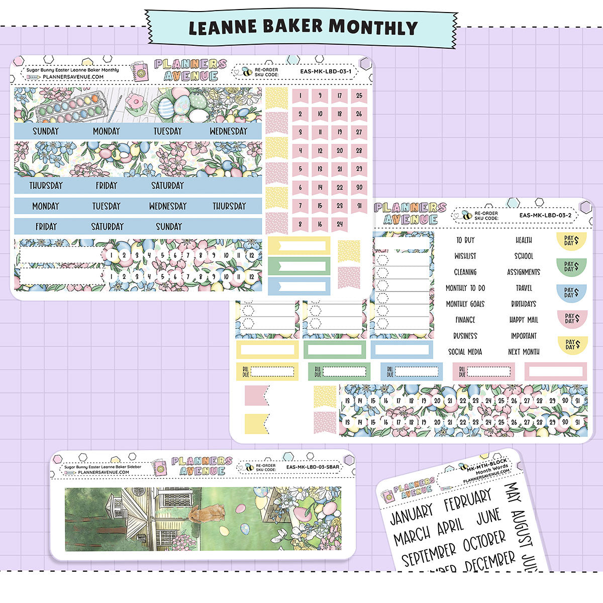 Sugar Bunny Leanne Baker Monthly Sticker Foiled Kit (HOLO SILVER FOIL)