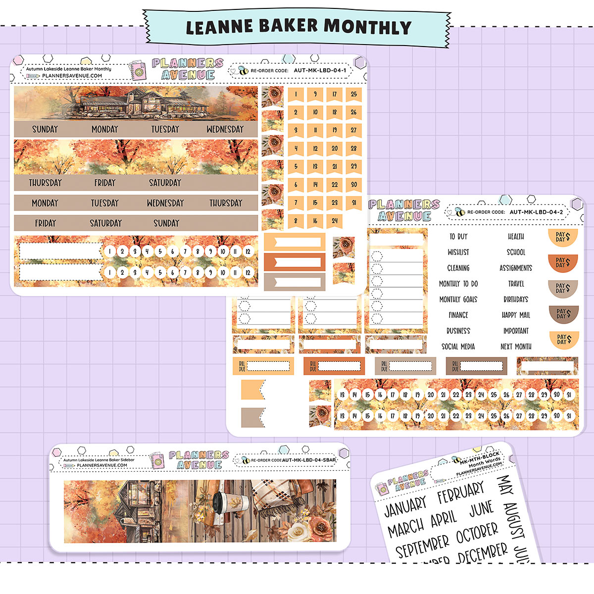 Autumn Lake Leanne Baker Monthly Sticker Foiled Kit (ROSE GOLD FOIL)