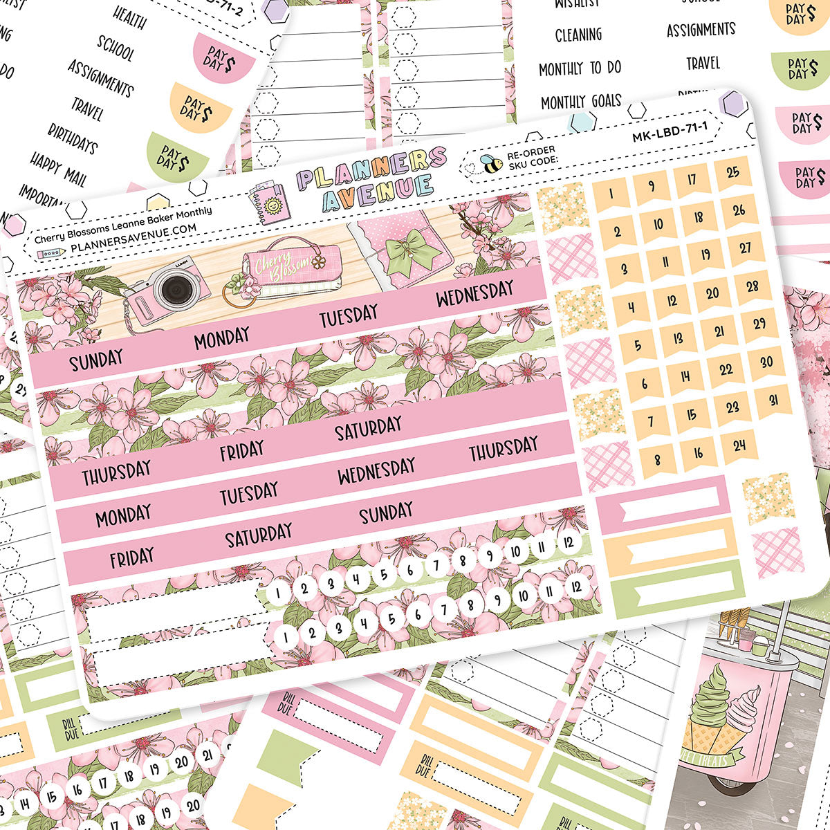 Cherry Blossoms Leanne Baker Monthly Sticker Foiled Kit (GOLD FOIL)