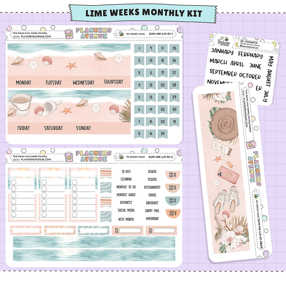 Pink Sands Lime Monthly Sticker Kit
