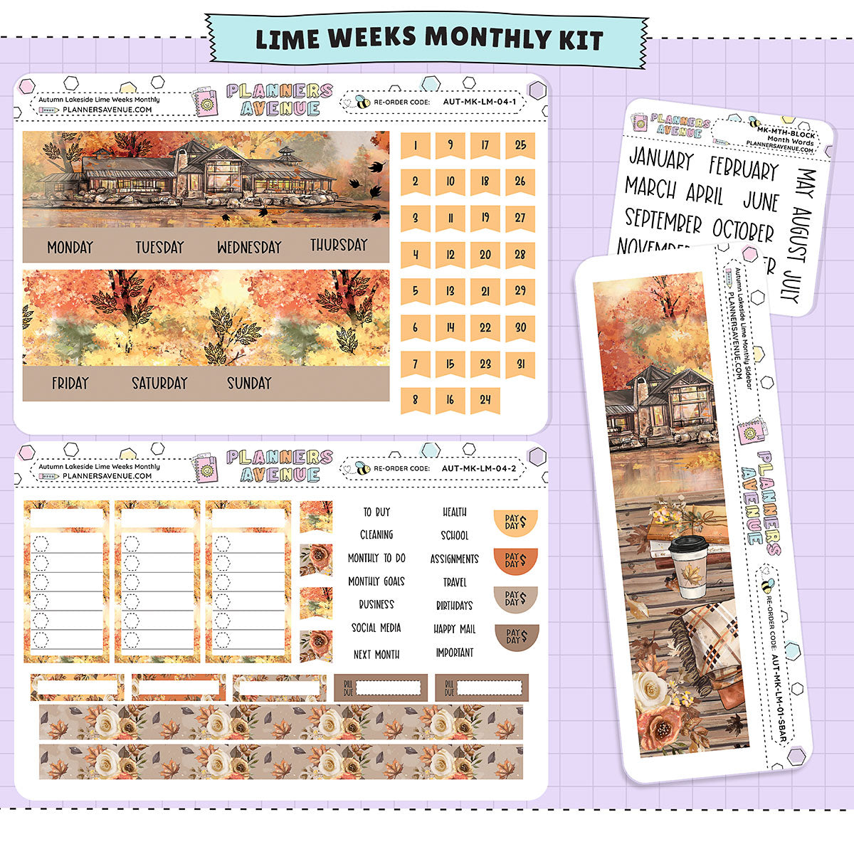 Autumn Lake Lime Monthly Sticker Foiled Kit (ROSE GOLD FOIL)
