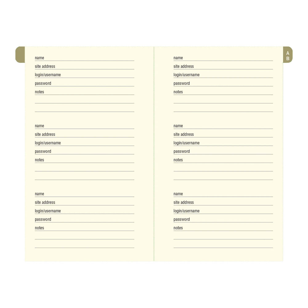 Internet Address & Password Book