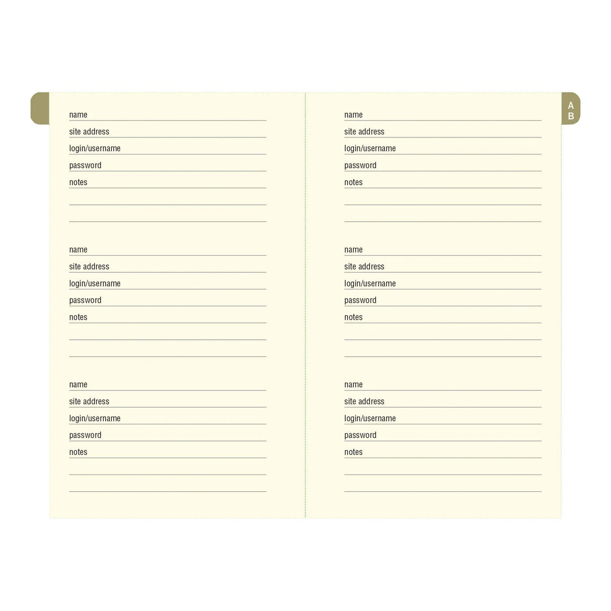 Internet Address & Password Book