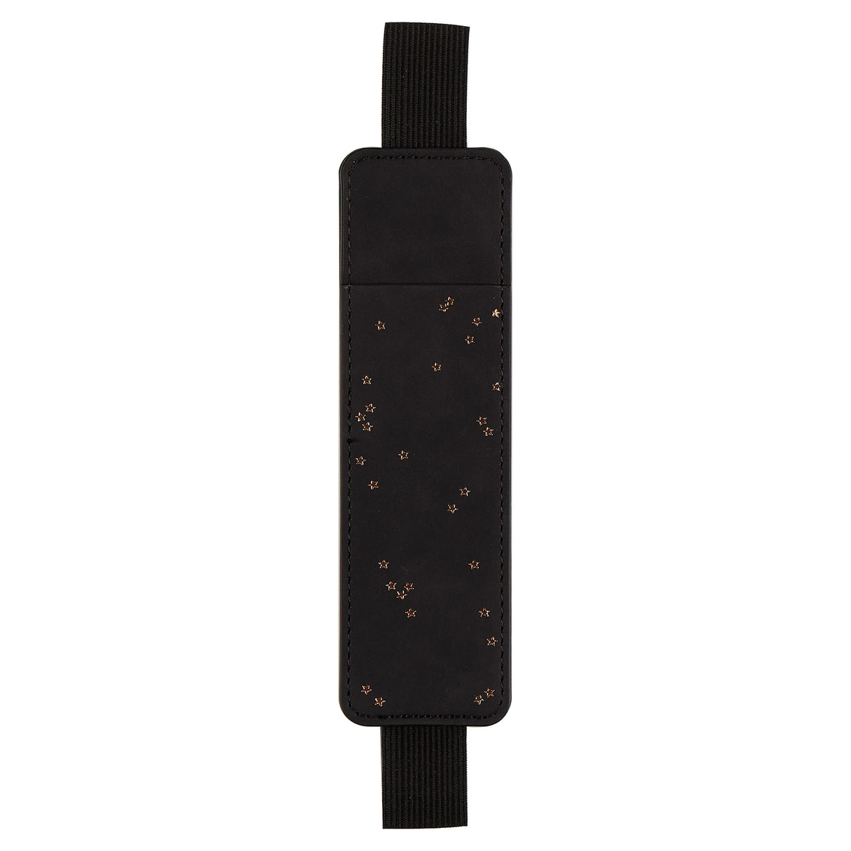 Happy Planner Dainty Neutrals Vegan Leather Slim Pen Holder Black with star-like patterns on a white background