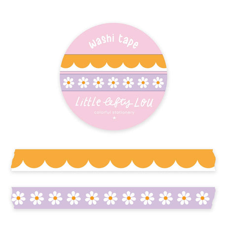 Ochre Scalloped and Lilac Daisies Slim Washi Tapes Set by Little Lefty Lou