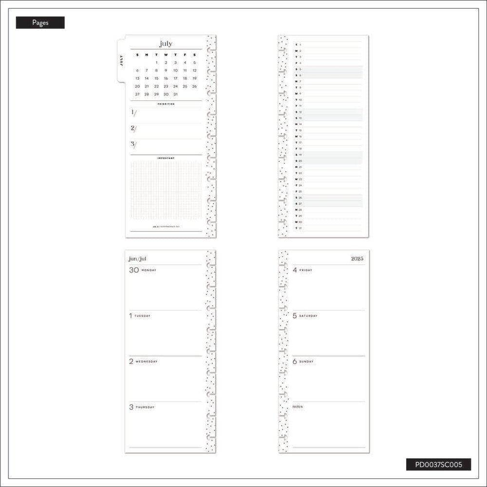 Happy Planner Petals & Plans Skinny Classic 12-Month Dated 2025-2026 - Horizontal