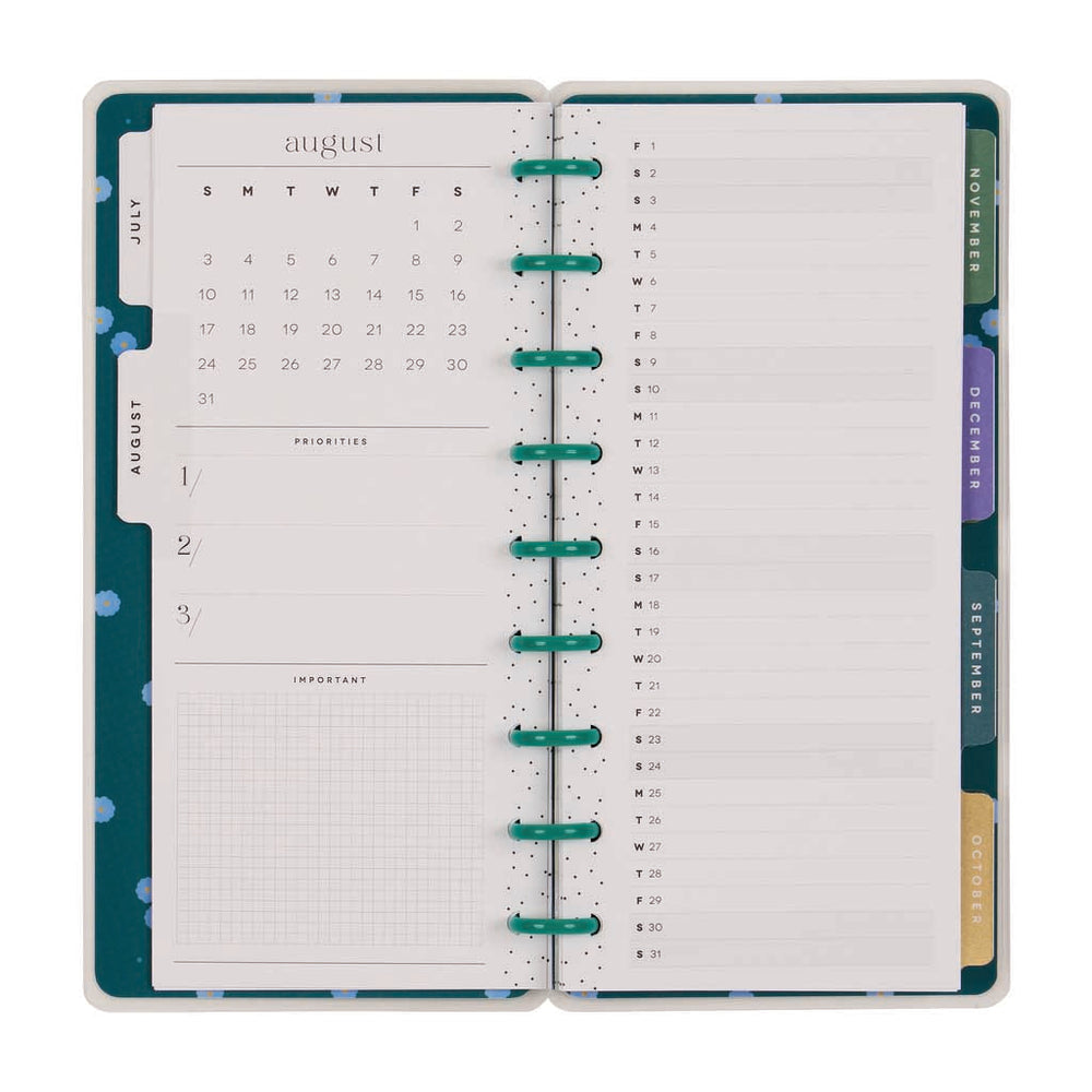Happy Planner Midnight Meadow Skinny Classic 12-Month Dated 2025-2026 - Horizontal