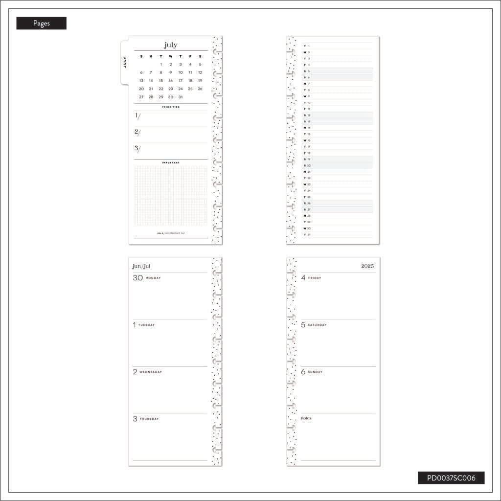 Happy Planner Midnight Meadow Skinny Classic 12-Month Dated 2025-2026 - Horizontal