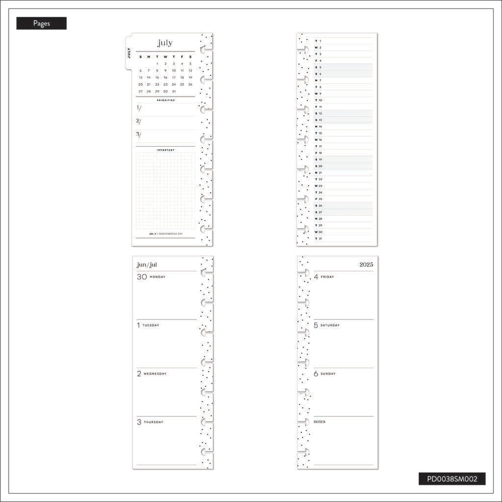 Happy Planner Optimistic Brights Skinny Mini 12-Month Dated 2025-2026 - Horizontal