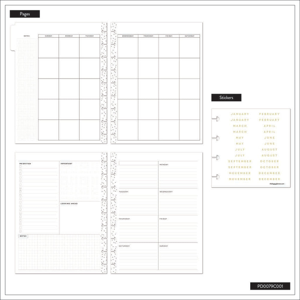 Happy Planner Spring Fields Classic 12-Month Undated Planner - Dashboard
