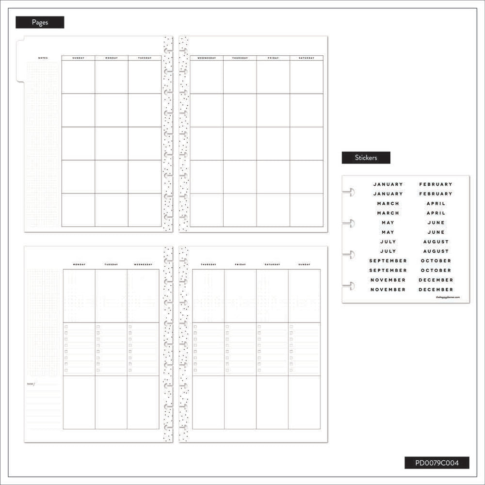 Happy Planner Berries & Blooms Classic 12-Month Undated Planner - Checklist