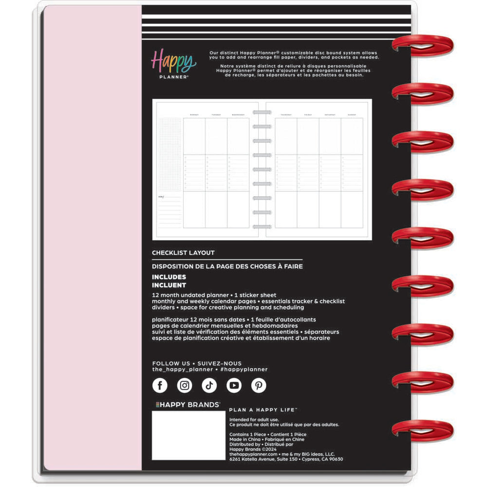 Happy Planner Berries & Blooms Classic 12-Month Undated Planner - Checklist