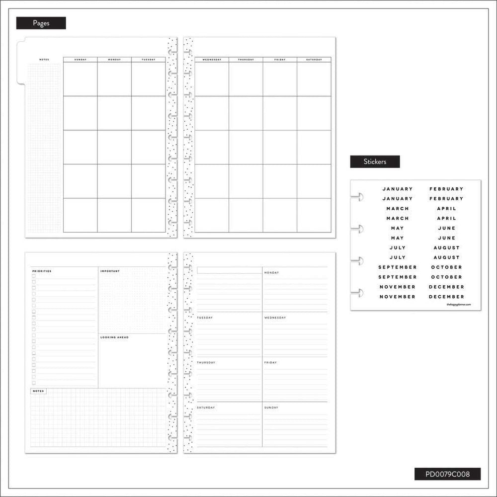 Happy Planner Berries & Blooms Classic 12-Month Undated Planner - Dashboard