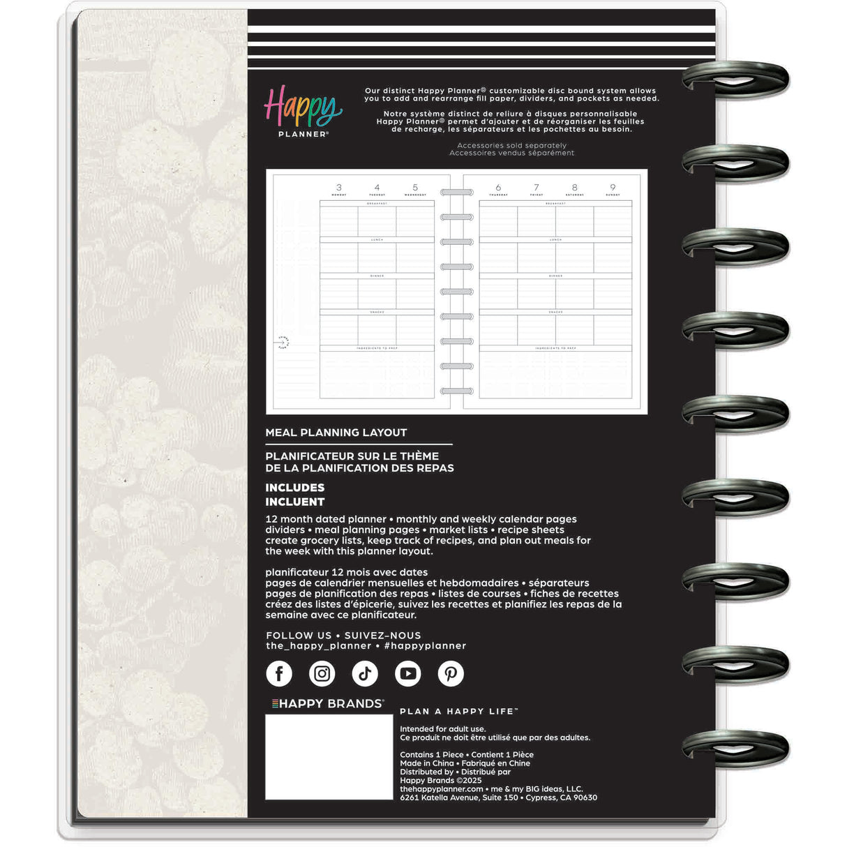Happy Planner Classic Meal Planner - 12 Month Dated 2026 - Meal Layout