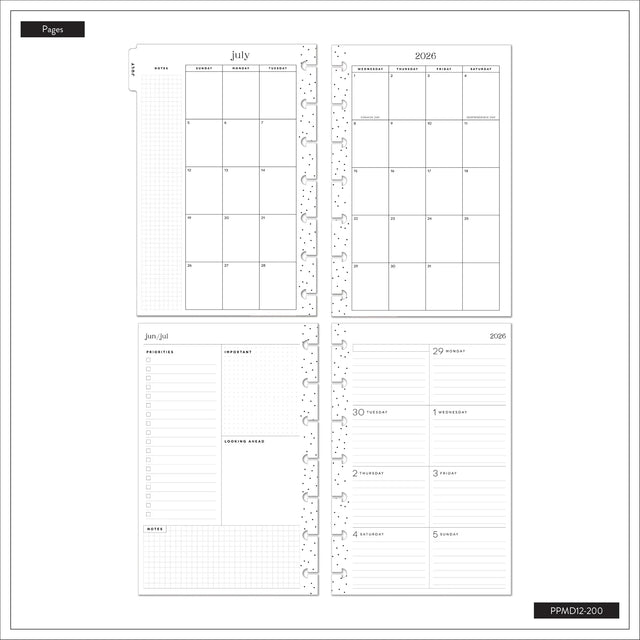 Happy Planner 2026 - 2027 "Golden Garden" Mini 12 Month Dated - Dashboard