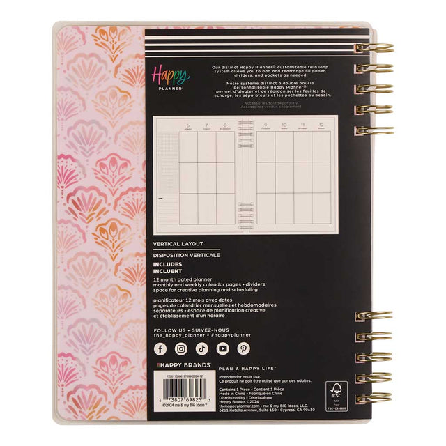 Happy Planner Shell Yeah Classic 12-Month Dated 2025-2026 - Vertical Spiral Twin Loop
