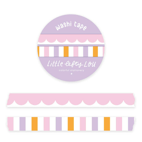 Pink Scalloped and Striped Slim Washi Tapes Set by Little Lefty Lou